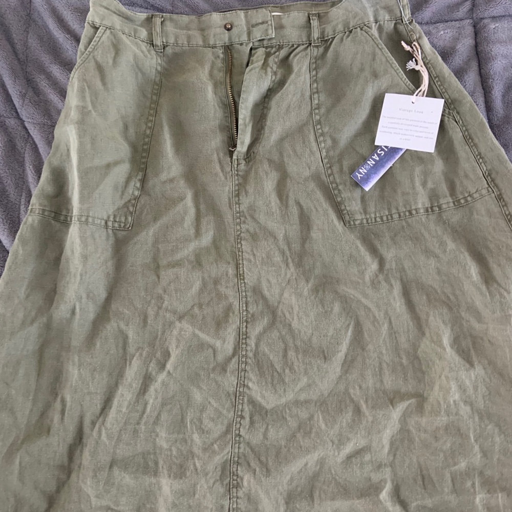 Olive linen skirt